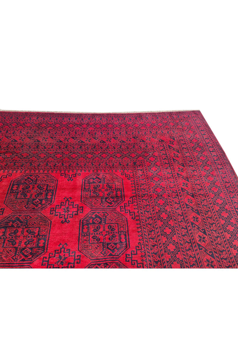Authentic Hand Knotted Antique Afghan Turkmen Felpah Wool Area Rug 14.1 x 10.5 Ft (1531 Ger-4)