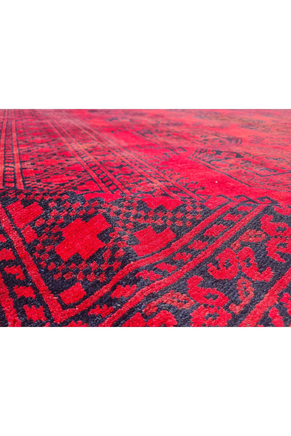 Authentic Hand Knotted Antique Afghan Turkmen Felpah Wool Area Rug 14.1 x 10.5 Ft (1531 Ger-4)