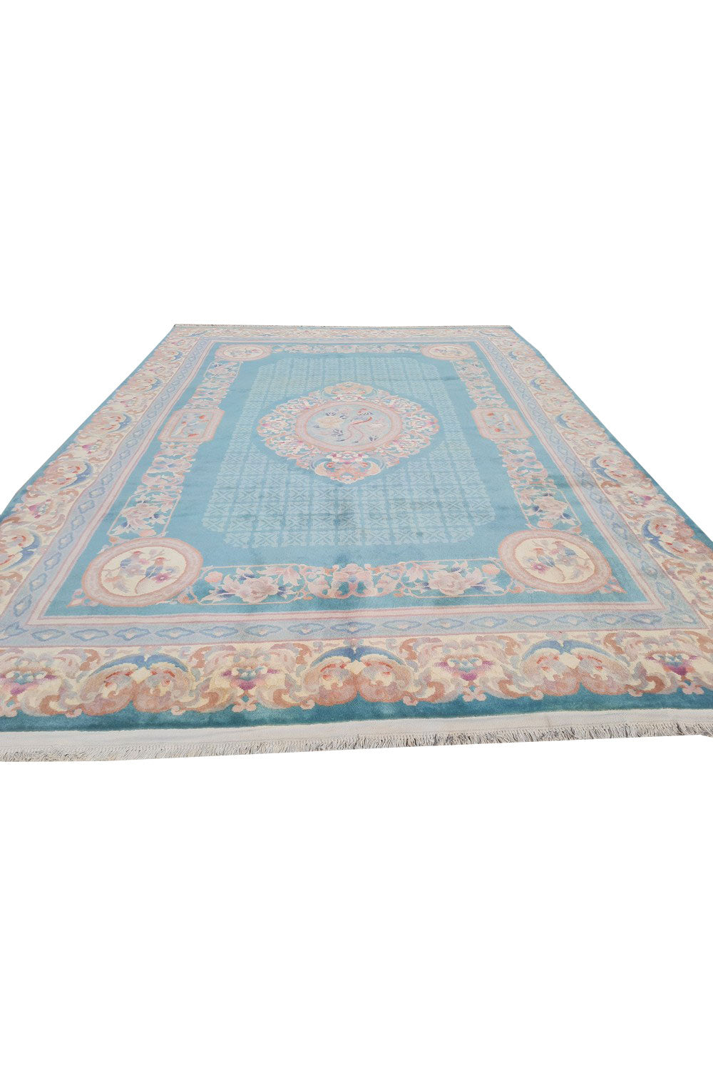 Authentic Hand Knotted Vintage Tibet Pictorial Wool Area Rug 10.11 x 8.1 Ft (1535 Ger-4)