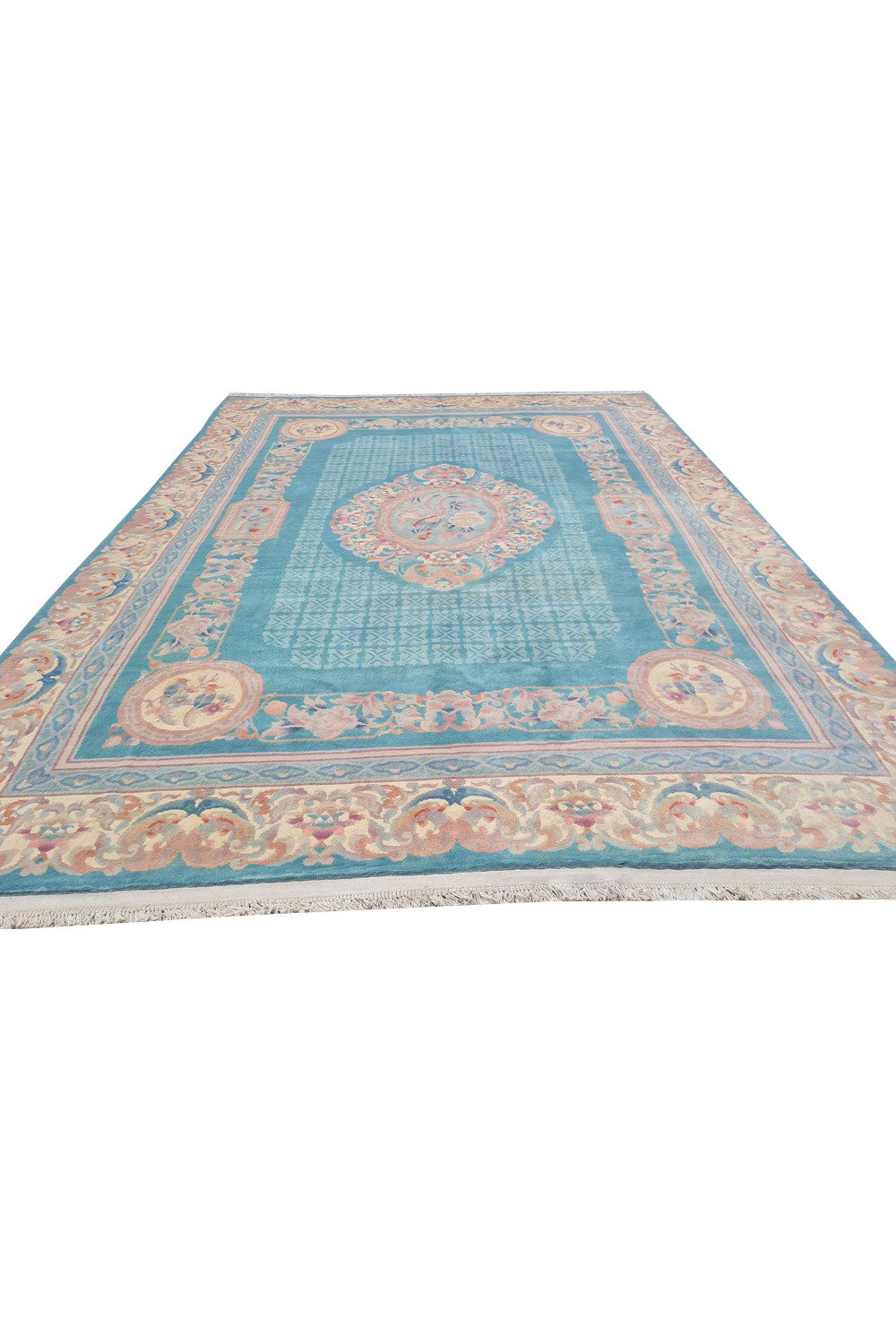 Authentic Hand Knotted Vintage Tibet Pictorial Wool Area Rug 10.11 x 8.1 Ft (1535 Ger-4)