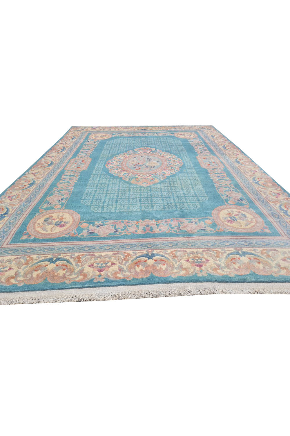 Authentic Hand Knotted Vintage Tibet Pictorial Wool Area Rug 10.11 x 8.1 Ft (1535 Ger-4)