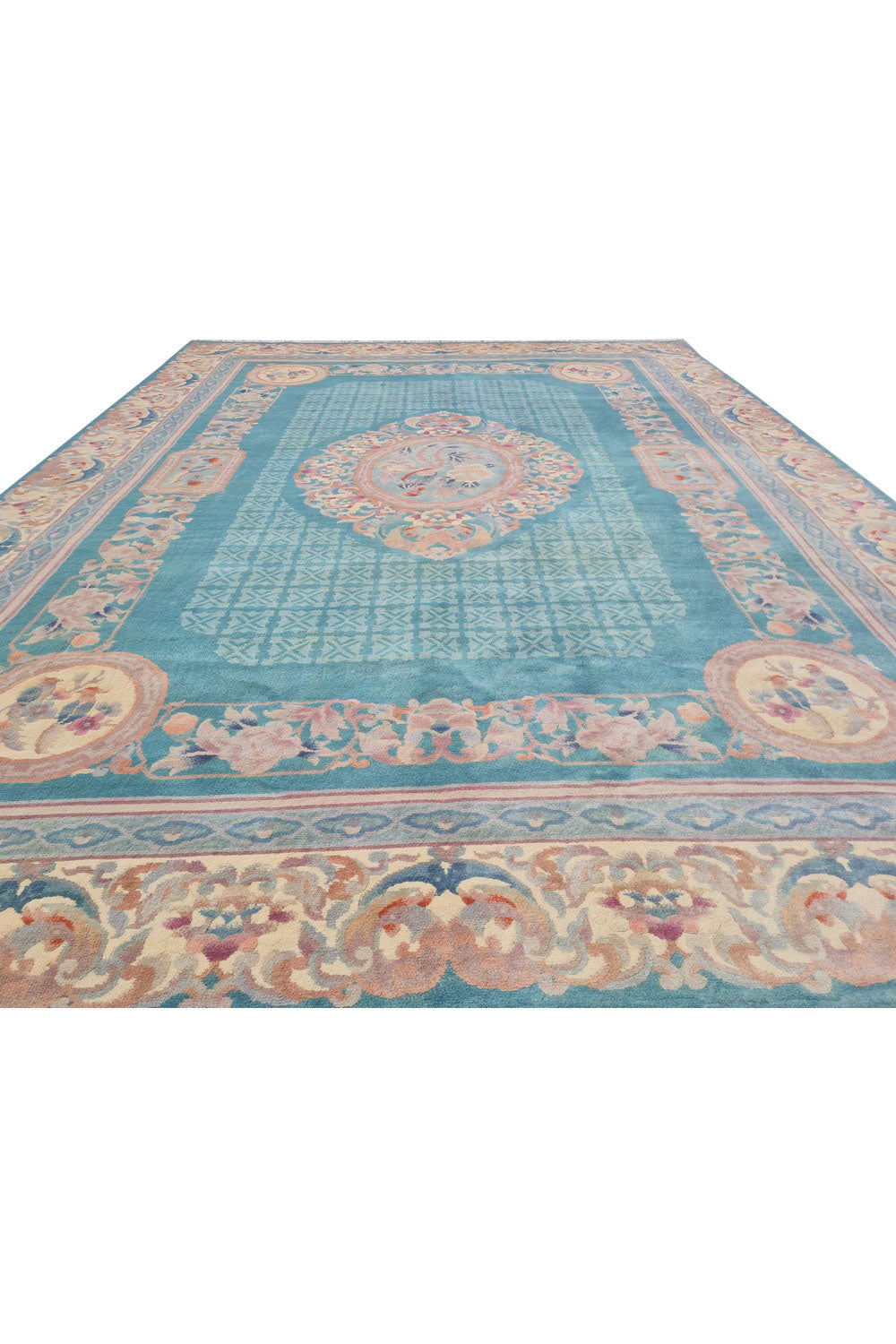 Authentic Hand Knotted Vintage Tibet Pictorial Wool Area Rug 10.11 x 8.1 Ft (1535 Ger-4)