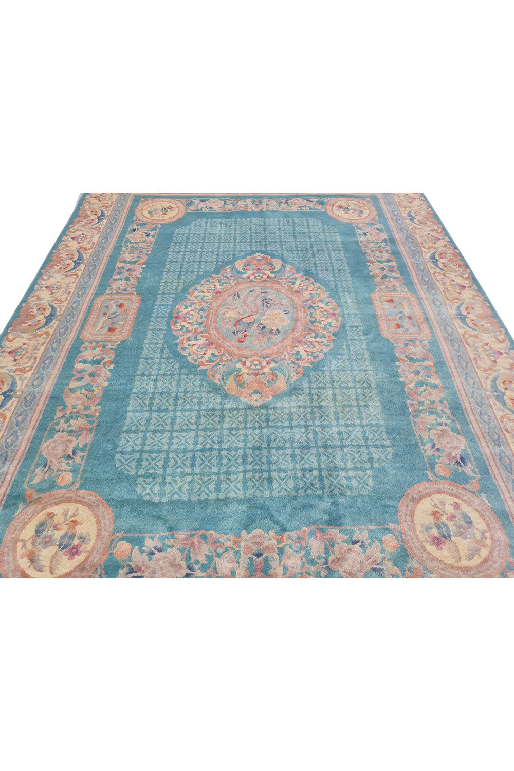 Authentic Hand Knotted Vintage Tibet Pictorial Wool Area Rug 10.11 x 8.1 Ft (1535 Ger-4)