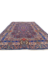 Authentic Hand Knotted Vintage Kashmour Pictorial Wool Area Rug 11.3 x 7.11 Ft (1540 Ger-4)
