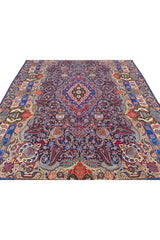 Authentic Hand Knotted Vintage Kashmour Pictorial Wool Area Rug 11.3 x 7.11 Ft (1540 Ger-4)