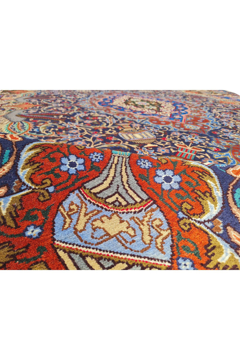 Authentic Hand Knotted Vintage Kashmour Pictorial Wool Area Rug 11.3 x 7.11 Ft (1540 Ger-4)