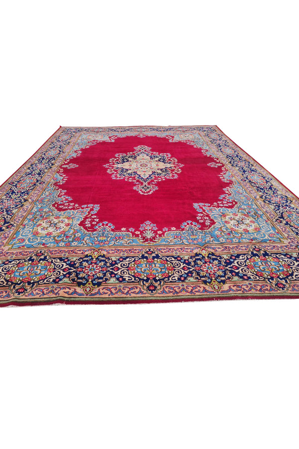 Authentic Hand Knotted Vintage Qirmoun Wool Area Rug 12.7 x 9.7 Ft (1541 Ger-4)