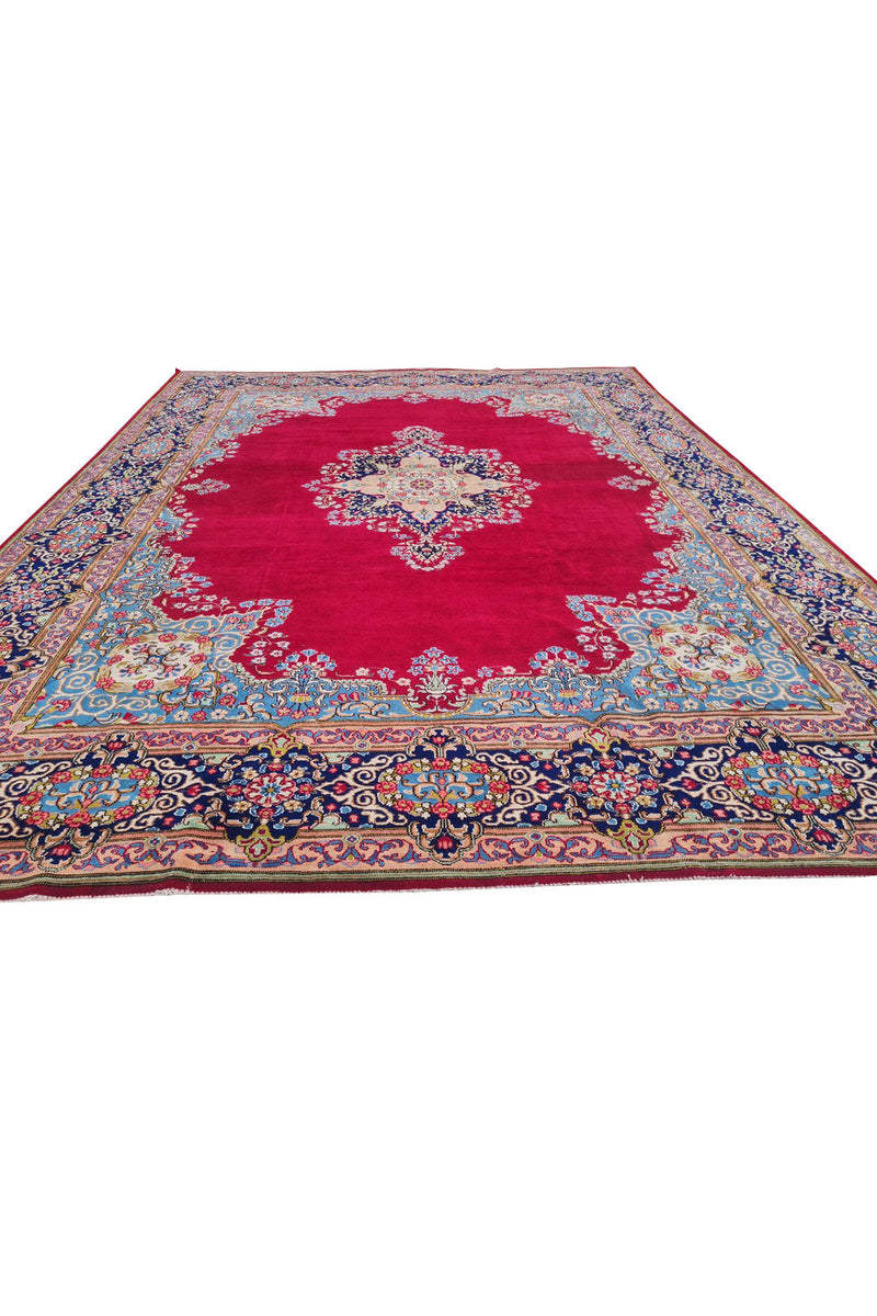 Authentic Hand Knotted Vintage Qirmoun Wool Area Rug 12.7 x 9.7 Ft (1541 Ger-4)