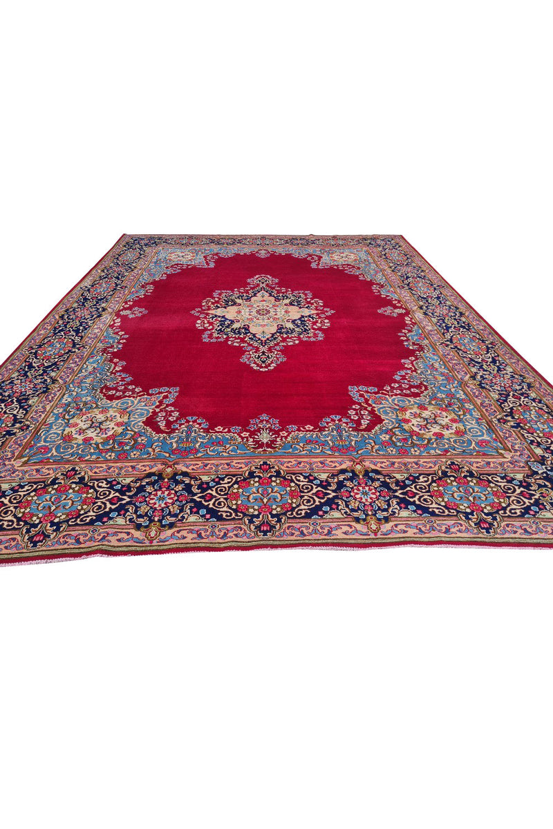 Authentic Hand Knotted Vintage Qirmoun Wool Area Rug 12.7 x 9.7 Ft (1541 Ger-4)