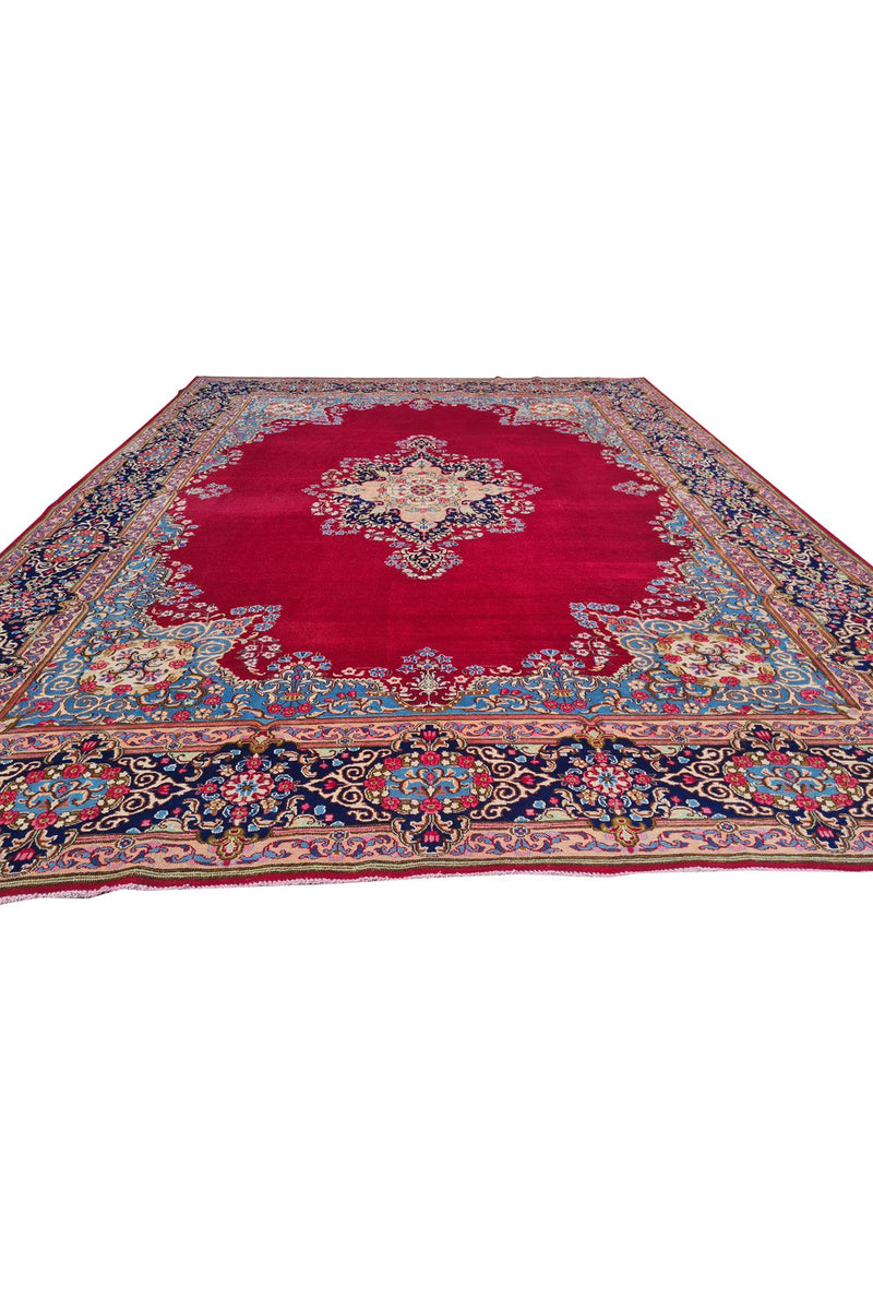 Authentic Hand Knotted Vintage Qirmoun Wool Area Rug 12.7 x 9.7 Ft (1541 Ger-4)