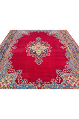 Authentic Hand Knotted Vintage Qirmoun Wool Area Rug 12.7 x 9.7 Ft (1541 Ger-4)