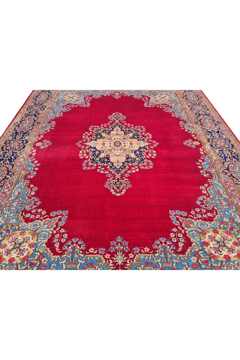 Authentic Hand Knotted Vintage Qirmoun Wool Area Rug 12.7 x 9.7 Ft (1541 Ger-4)