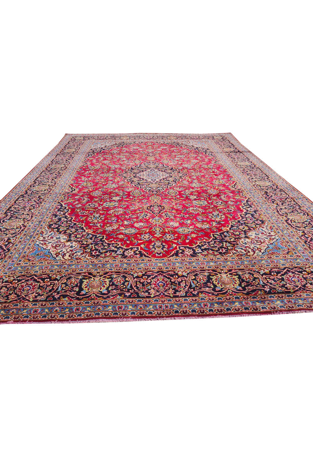 Authentic Hand Knotted Vintage Qashoun Wool Area Rug 12.8 x 9.6 Ft (1542 Ger-4)