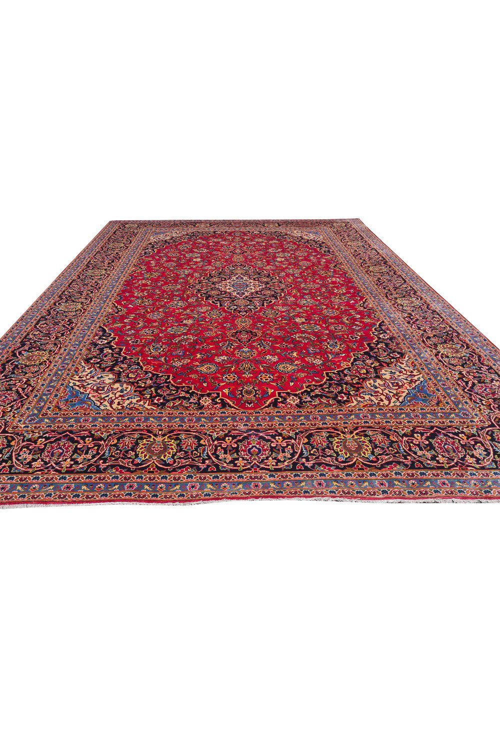 Authentic Hand Knotted Vintage Qashoun Wool Area Rug 12.8 x 9.6 Ft (1542 Ger-4)