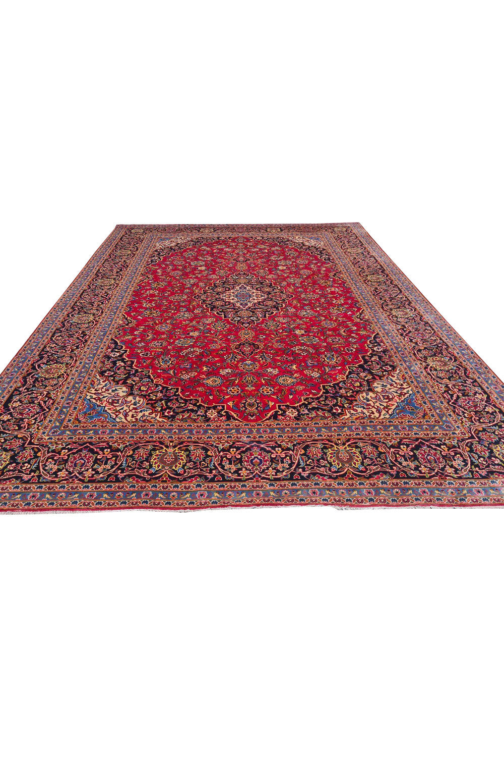 Authentic Hand Knotted Vintage Qashoun Wool Area Rug 12.8 x 9.6 Ft (1542 Ger-4)