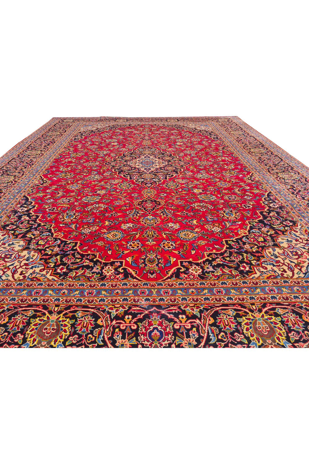 Authentic Hand Knotted Vintage Qashoun Wool Area Rug 12.8 x 9.6 Ft (1542 Ger-4)