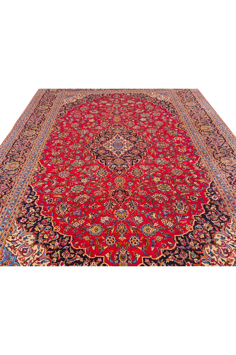 Authentic Hand Knotted Vintage Qashoun Wool Area Rug 12.8 x 9.6 Ft (1542 Ger-4)