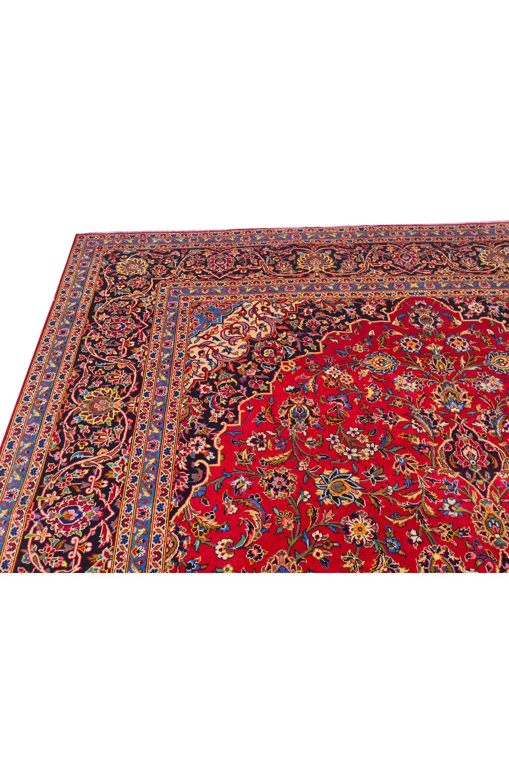 Authentic Hand Knotted Vintage Qashoun Wool Area Rug 12.8 x 9.6 Ft (1542 Ger-4)