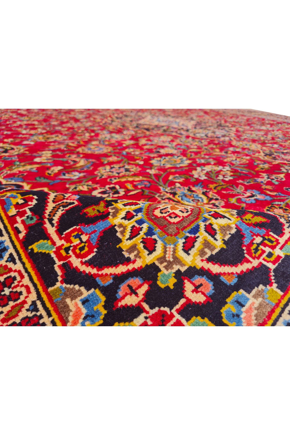 Authentic Hand Knotted Vintage Qashoun Wool Area Rug 12.8 x 9.6 Ft (1542 Ger-4)