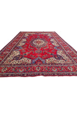 Authentic Hand Knotted Vintage Tabreez Wool Area Rug 14.1 x 9.4 Ft (1544 Ger-4)