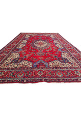 Authentic Hand Knotted Vintage Tabreez Wool Area Rug 14.1 x 9.4 Ft (1544 Ger-4)