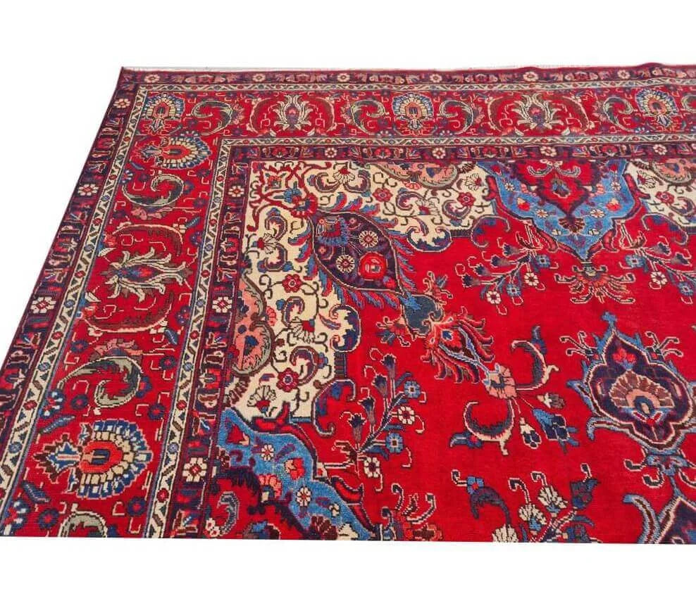 Amazing Hand Knotted Vintage Tabreez Wool Area Rug 14.1 x 9.4 Ft