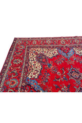 Authentic Hand Knotted Vintage Tabreez Wool Area Rug 14.1 x 9.4 Ft (1544 Ger-4)