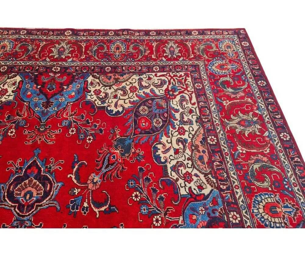 Amazing Hand Knotted Vintage Tabreez Wool Area Rug 14.1 x 9.4 Ft