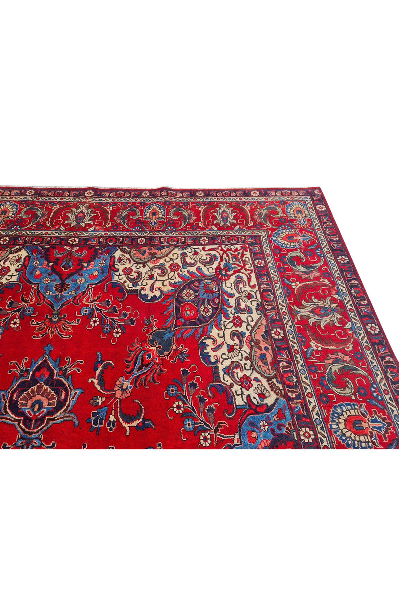 Authentic Hand Knotted Vintage Tabreez Wool Area Rug 14.1 x 9.4 Ft (1544 Ger-4)