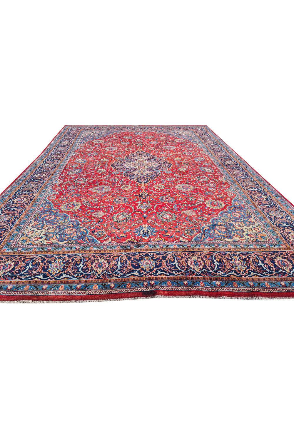 Authentic Hand Knotted Vintage Tabreez Wool Area Rug 13.10 x 9.9 Ft (1545 Ger-4)