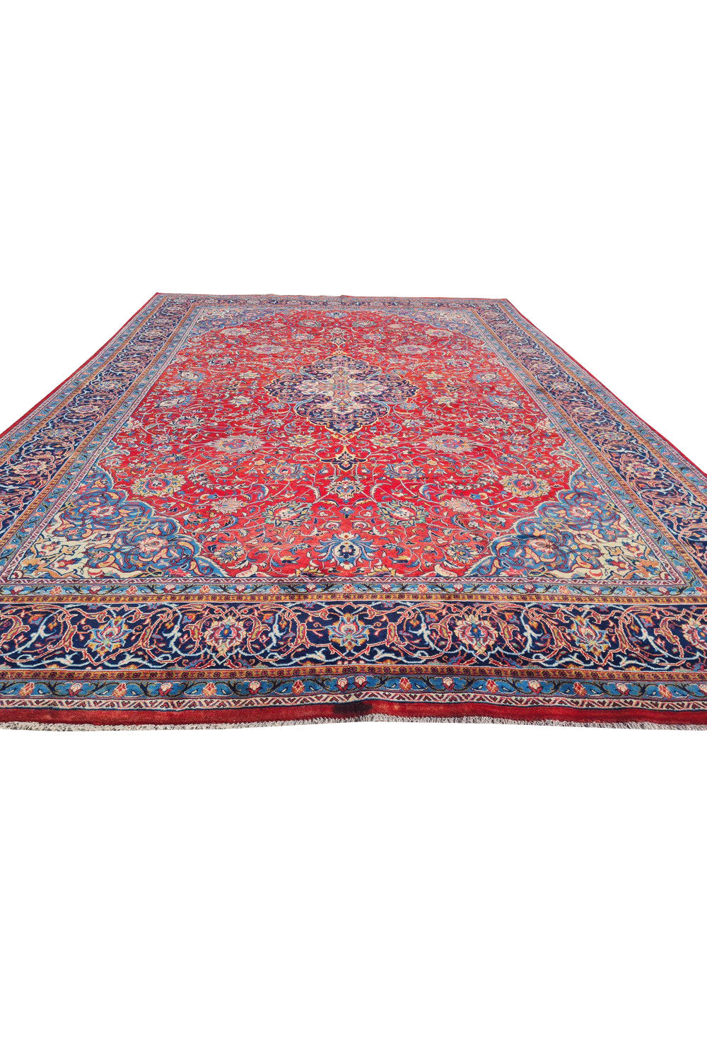 Authentic Hand Knotted Vintage Tabreez Wool Area Rug 13.10 x 9.9 Ft (1545 Ger-4)