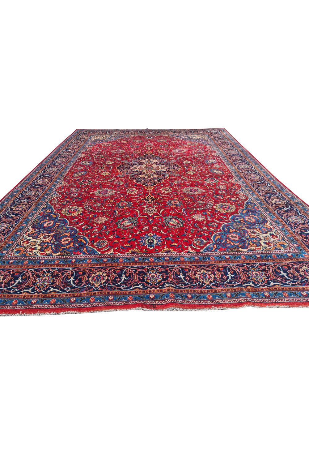 Authentic Hand Knotted Vintage Tabreez Wool Area Rug 13.10 x 9.9 Ft (1545 Ger-4)