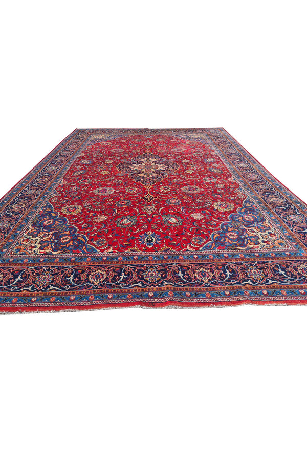 Authentic Hand Knotted Vintage Tabreez Wool Area Rug 13.10 x 9.9 Ft (1545 Ger-4)