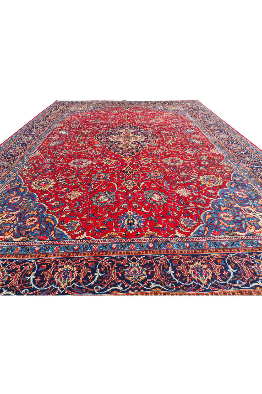 Authentic Hand Knotted Vintage Tabreez Wool Area Rug 13.10 x 9.9 Ft (1545 Ger-4)