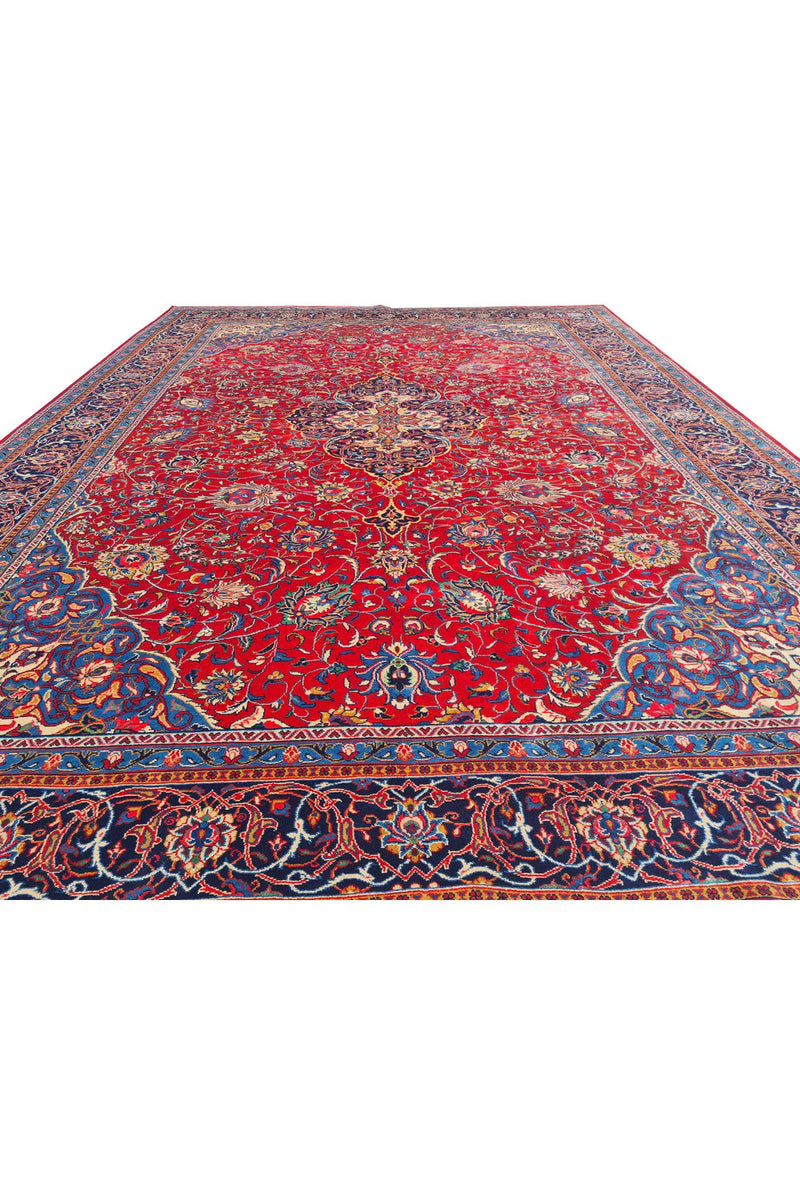 Authentic Hand Knotted Vintage Tabreez Wool Area Rug 13.10 x 9.9 Ft (1545 Ger-4)