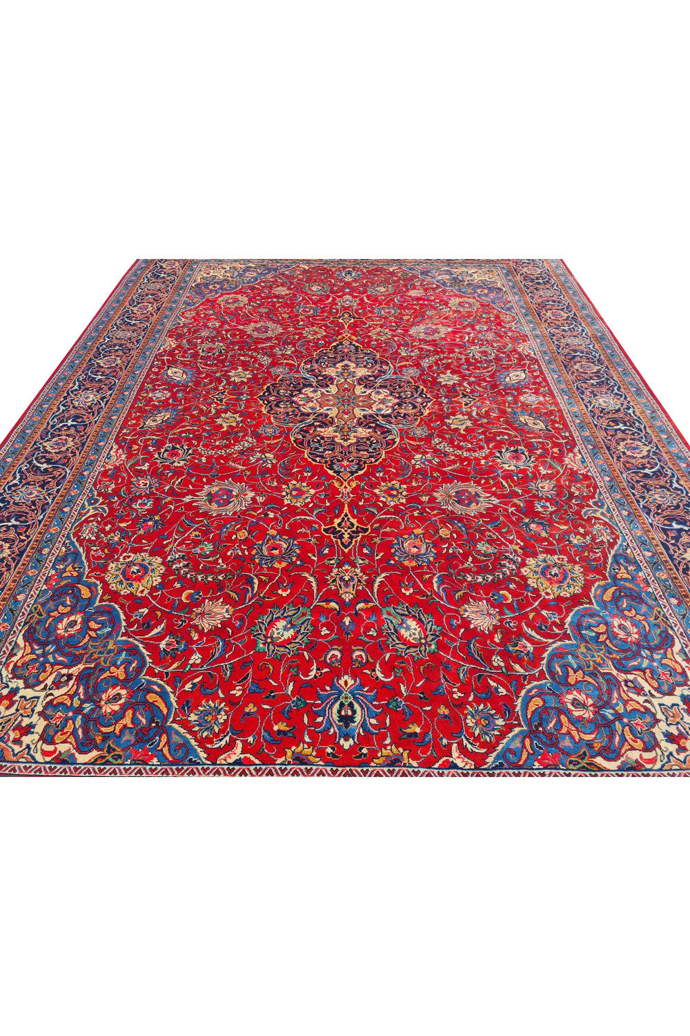 Authentic Hand Knotted Vintage Tabreez Wool Area Rug 13.10 x 9.9 Ft (1545 Ger-4)