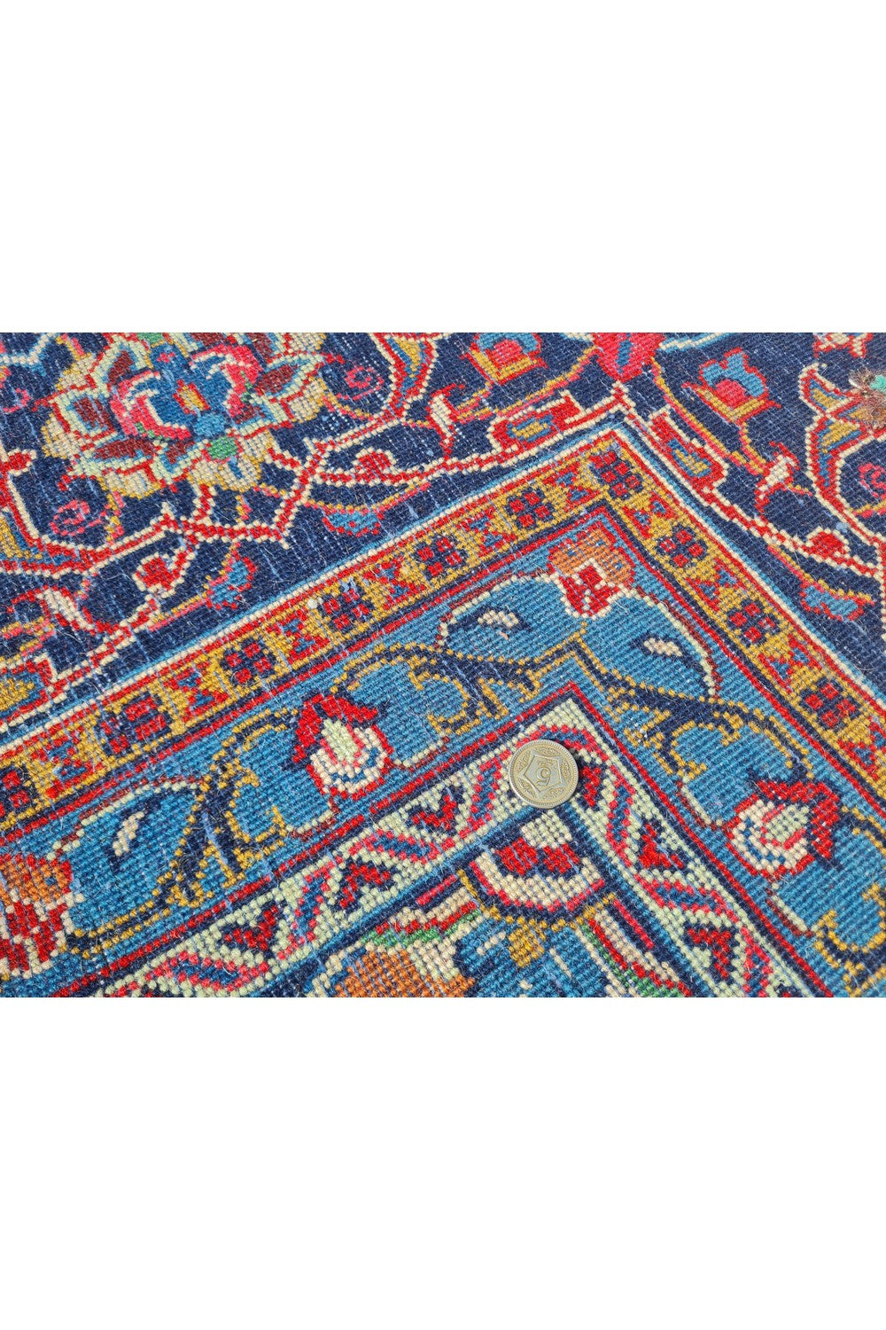 Authentic Hand Knotted Vintage Tabreez Wool Area Rug 13.10 x 9.9 Ft (1545 Ger-4)