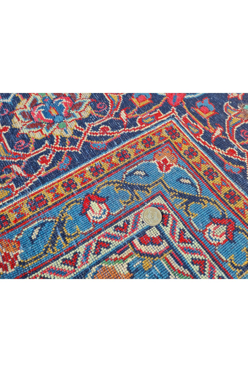 Authentic Hand Knotted Vintage Tabreez Wool Area Rug 13.10 x 9.9 Ft (1545 Ger-4)