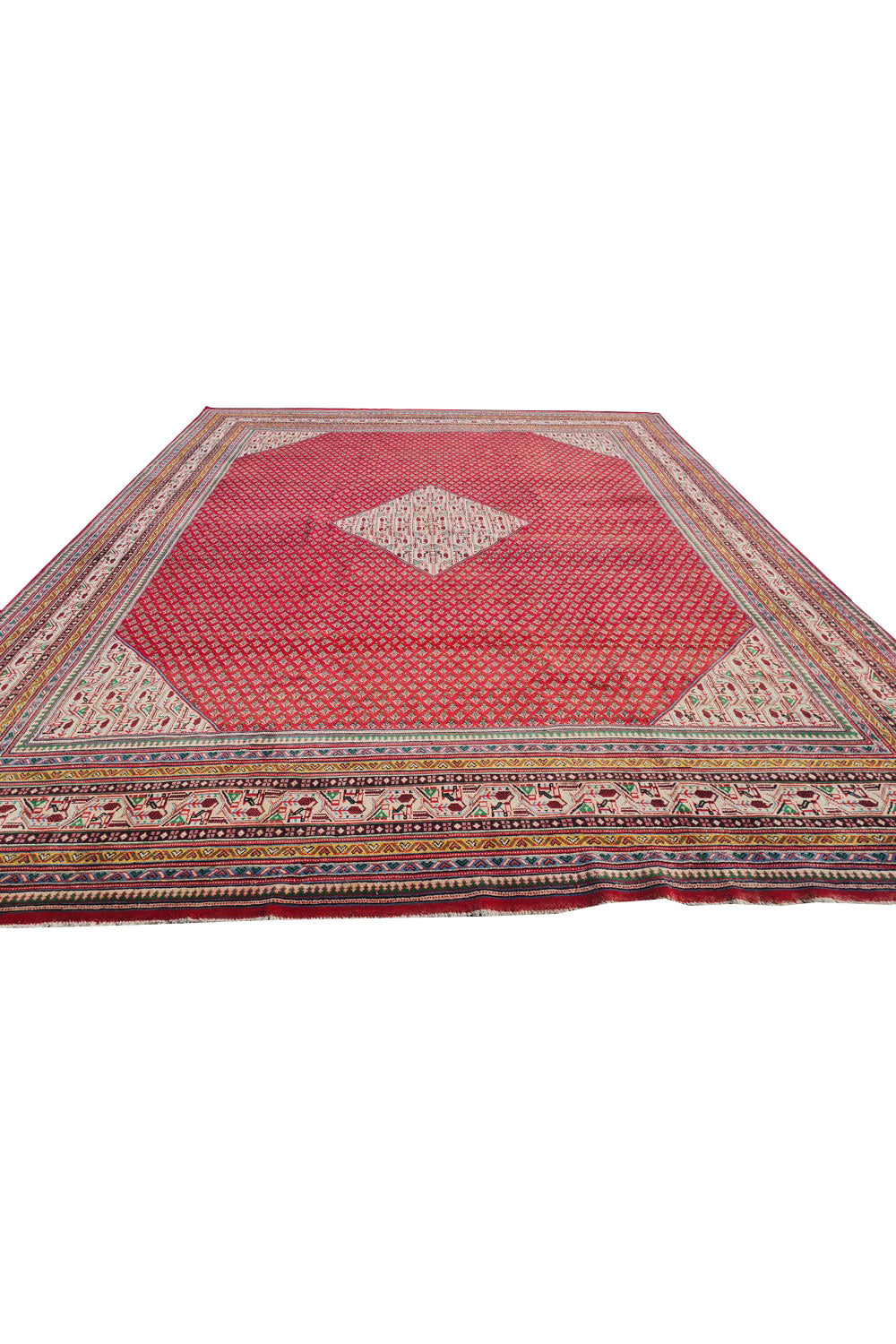 Authentic Hand Knotted Vintage Badami Wool Area Rug 13 x 10 Ft (1547 Ger-4)