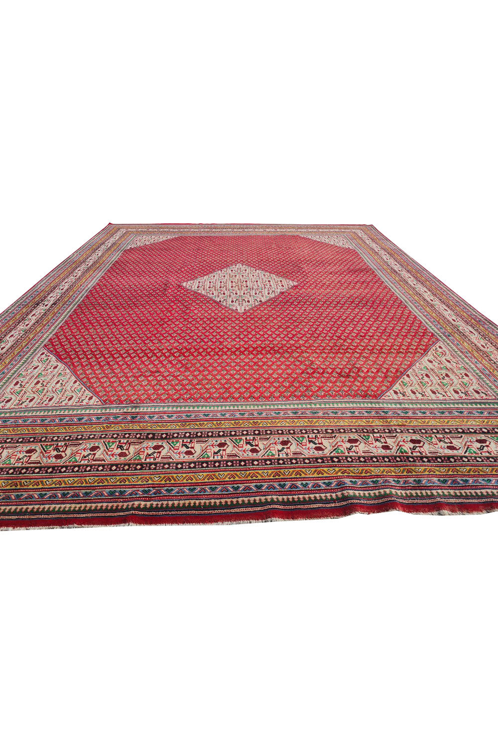 Authentic Hand Knotted Vintage Badami Wool Area Rug 13 x 10 Ft (1547 Ger-4)