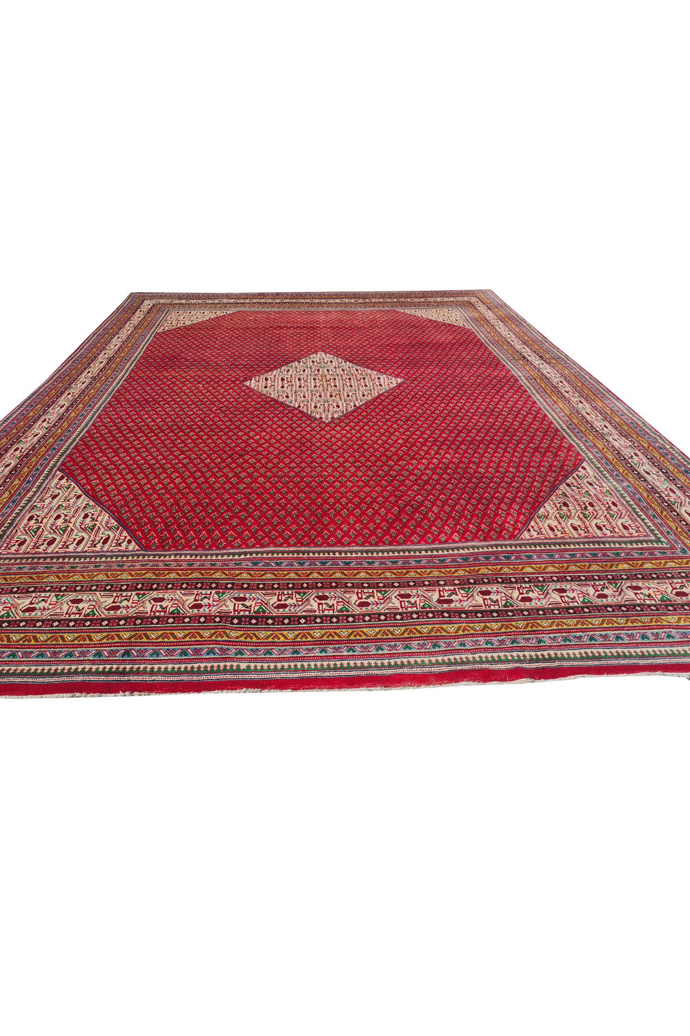 Authentic Hand Knotted Vintage Badami Wool Area Rug 13 x 10 Ft (1547 Ger-4)