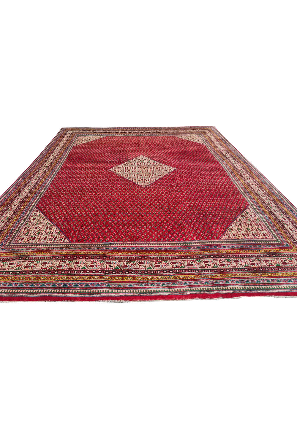 Authentic Hand Knotted Vintage Badami Wool Area Rug 13 x 10 Ft (1547 Ger-4)