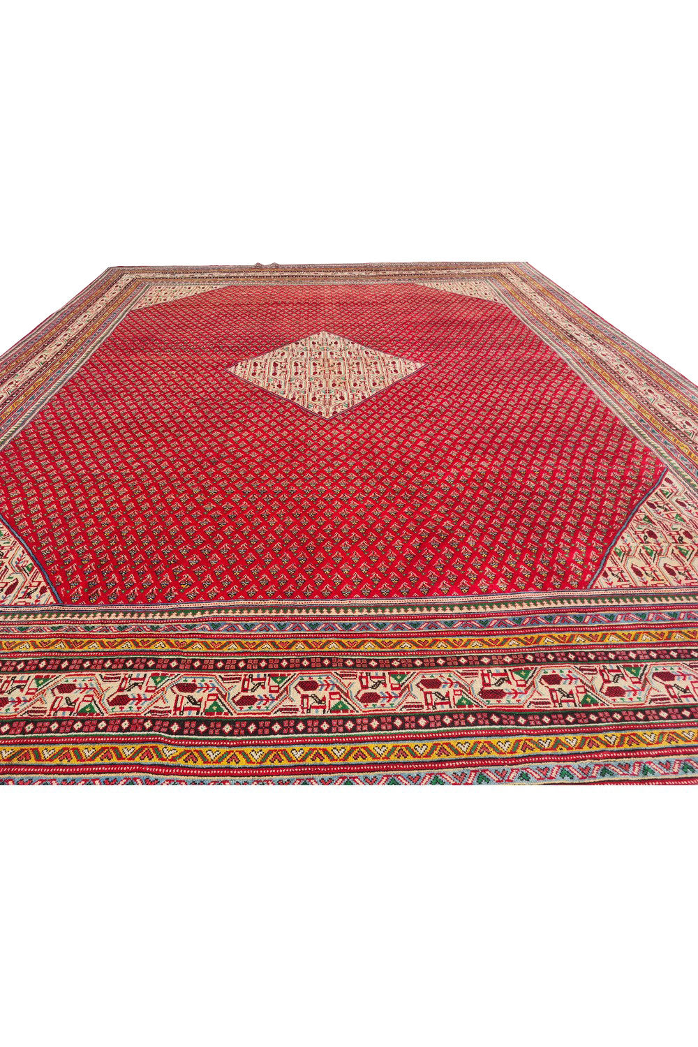 Authentic Hand Knotted Vintage Badami Wool Area Rug 13 x 10 Ft (1547 Ger-4)