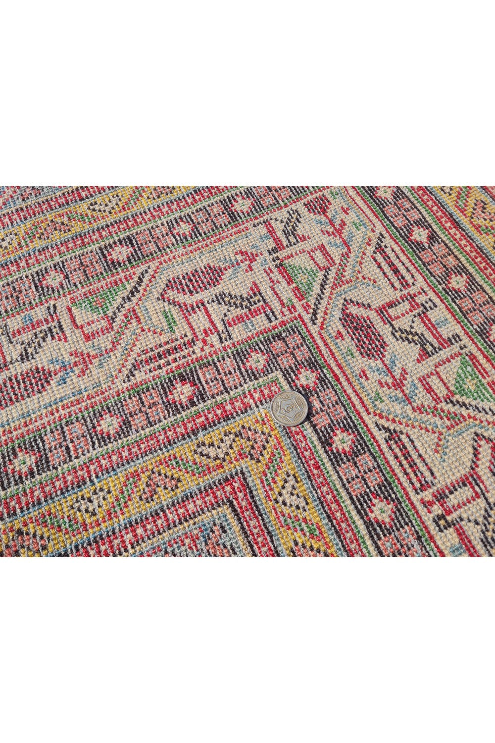 Authentic Hand Knotted Vintage Badami Wool Area Rug 13 x 10 Ft (1547 Ger-4)