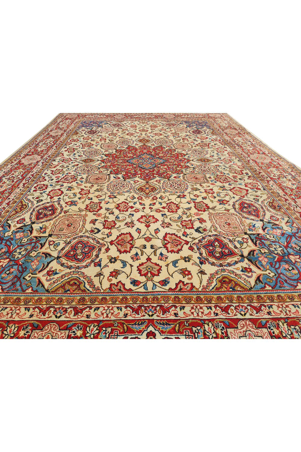 Authentic Hand Knotted Vintage Tabreez Wool Area Rug 12.8 x 8.6 Ft (1553 Ger-4)