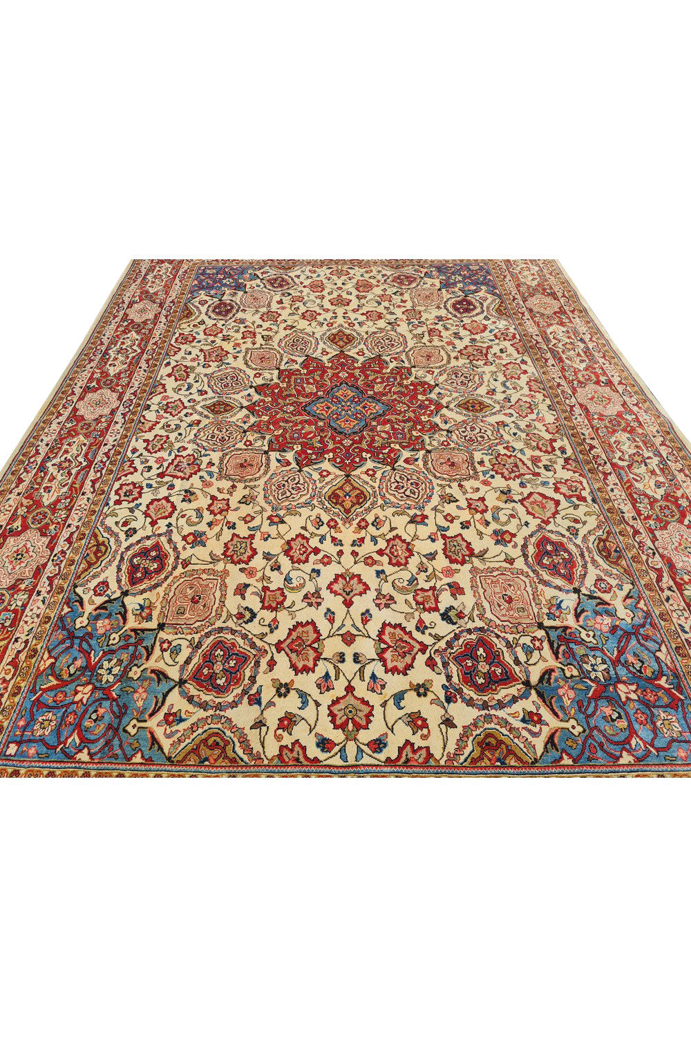 Authentic Hand Knotted Vintage Tabreez Wool Area Rug 12.8 x 8.6 Ft (1553 Ger-4)