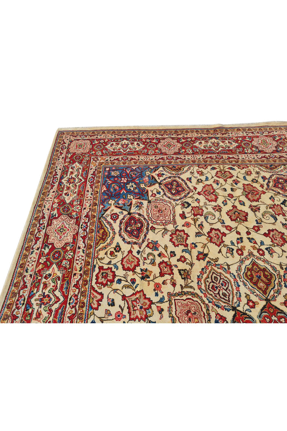 Authentic Hand Knotted Vintage Tabreez Wool Area Rug 12.8 x 8.6 Ft (1553 Ger-4)