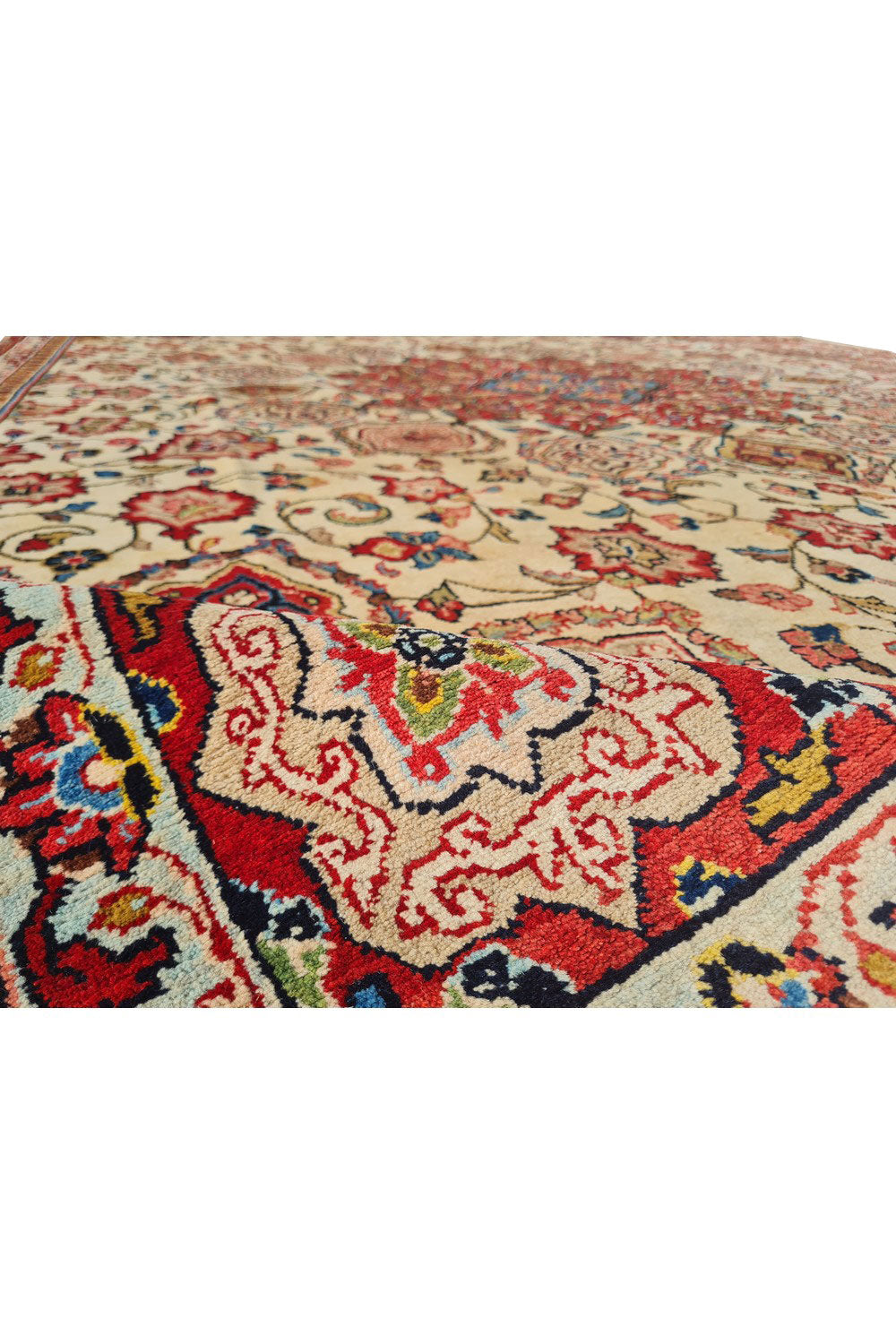 Authentic Hand Knotted Vintage Tabreez Wool Area Rug 12.8 x 8.6 Ft (1553 Ger-4)