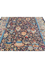 Authentic Hand Knotted Vintage Kashmour Pictorial Wool Area Rug 9.8 x 8.0 Ft (1557 Ger-4)
