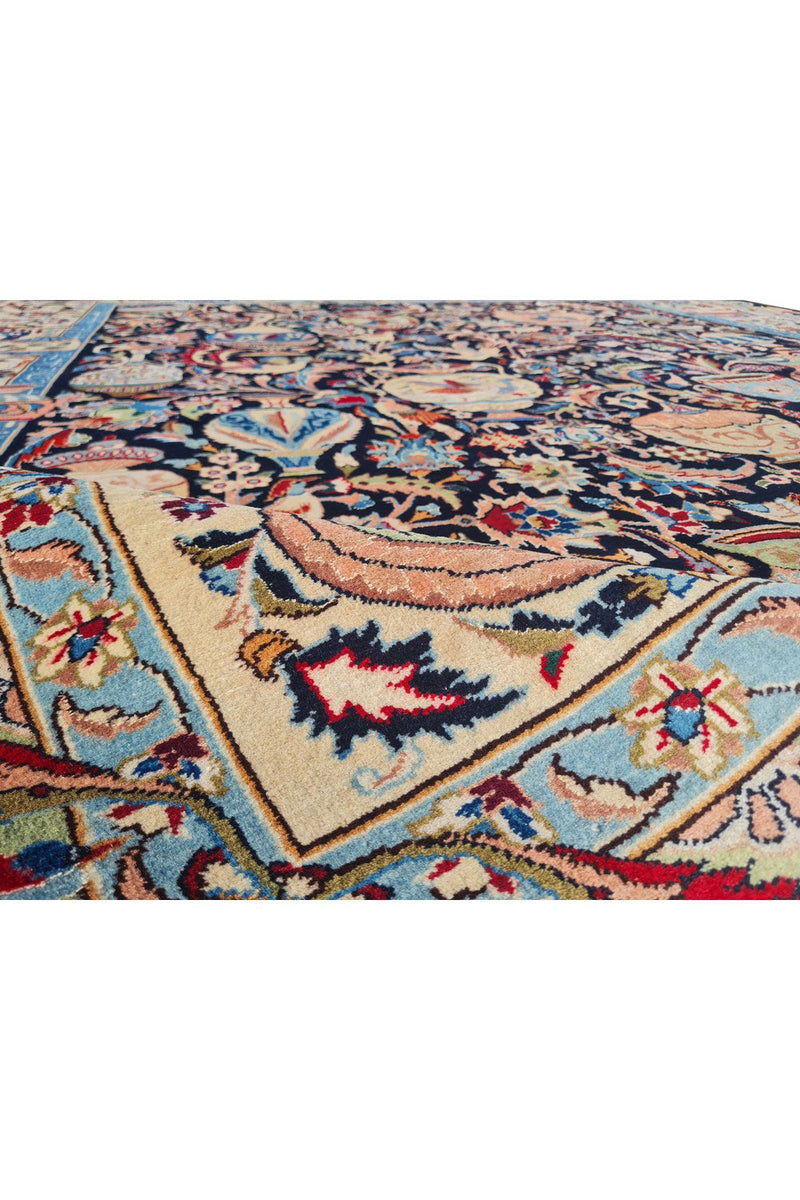 Authentic Hand Knotted Vintage Kashmour Pictorial Wool Area Rug 9.8 x 8.0 Ft (1557 Ger-4)